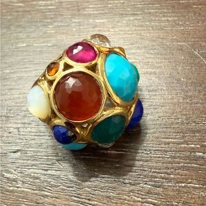 Impolite Rock Candy Multicolor Gemstone 18ct Yelliw Gold Ring Sz 7